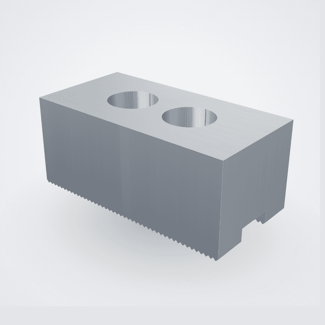 Weiche Aufsatzbacken Aluminium, gerade — Spitzverzahnung 1/16″×90°, Nut 12,7 (US-Futter 6 Zoll, Cushman u.a.) — Satz (3 St.)